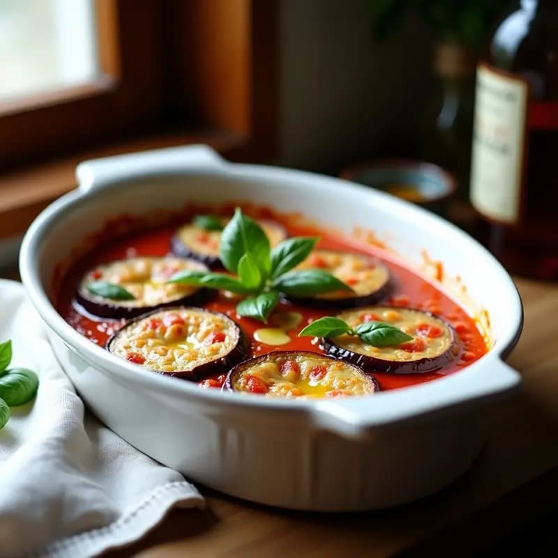 Milhojas de Berenjena y Aubergine con Salsa de Tomate Casera: Receta Italiana Sin Pasta ni Lácteos