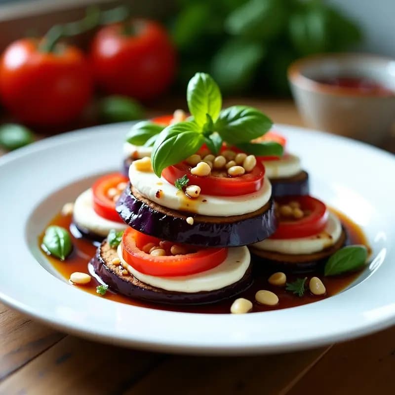 Milhojas de Berenjena y Tomate con Queso Mozzarella: Receta Italiana Sin Horno