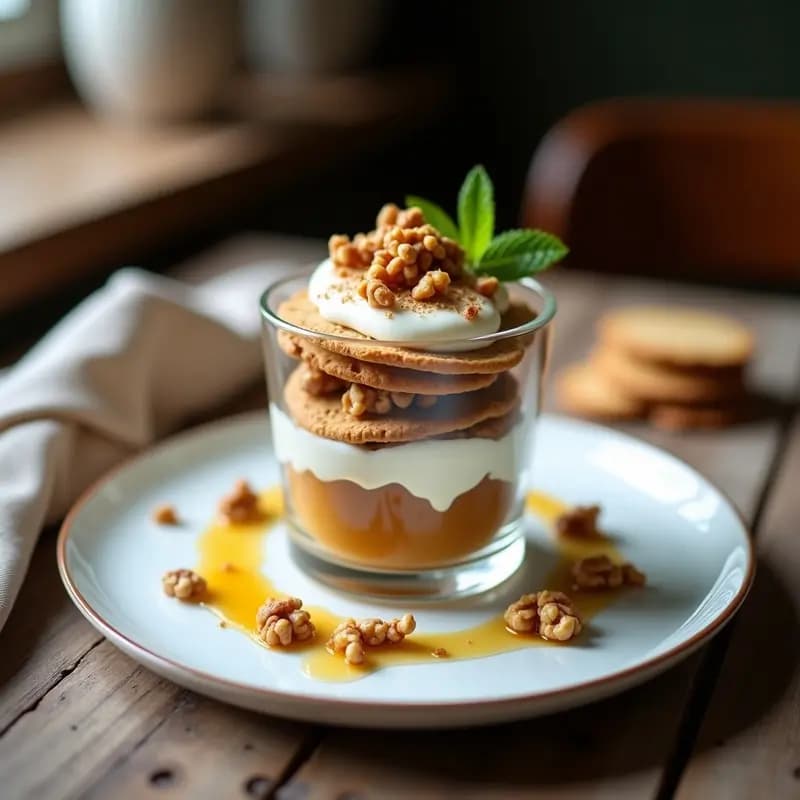 Milhojas de Manzana y Canela con Capas de Yogur Griego: Postre Francés Ligero