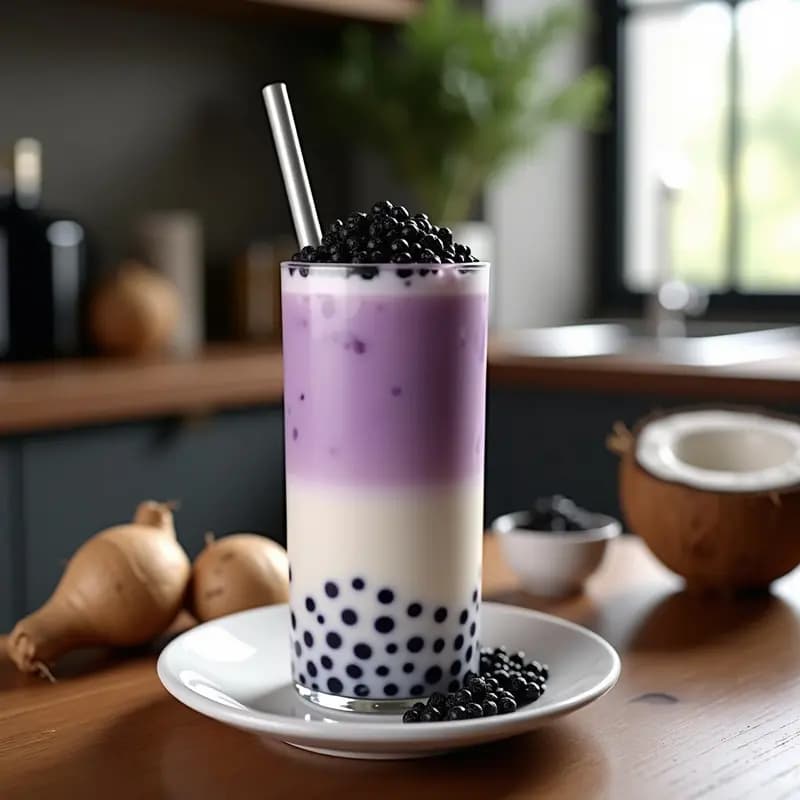Milk Tea de Taro con Perlas de Tapioca: Bebida Taiwánesa Dulce y Cremosa en Casa