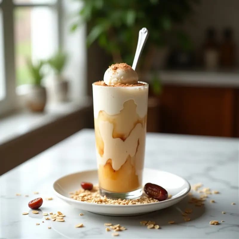 Milkshake de Avena y Dátiles con Helado de Vainilla: Bebida Saciante y Nutritiva