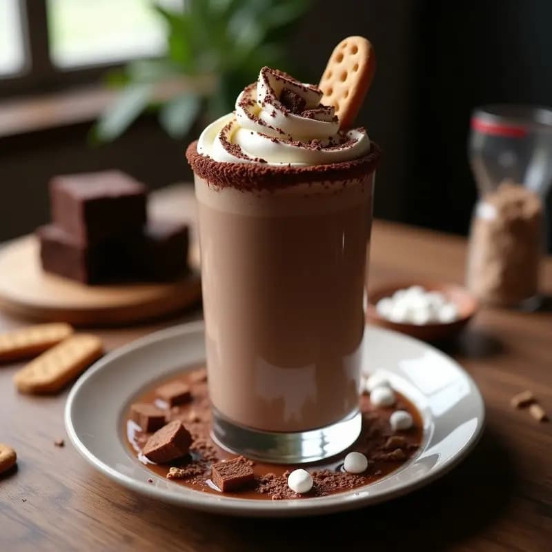 Milkshake de Brownies con Trozos de Galleta y Nubes de Azúcar: Batido que Parece un Postre