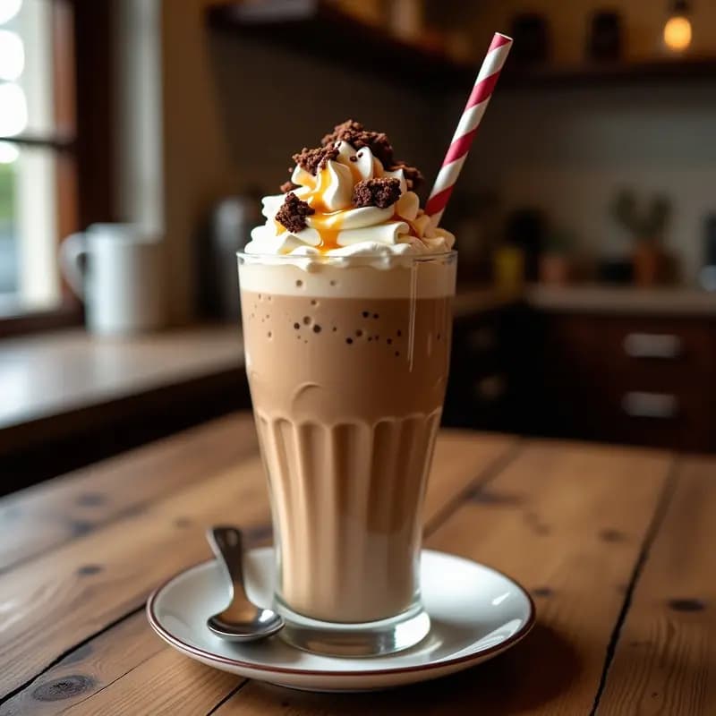 Milkshake de Brownies y Helado de Cookies con Topping de Salsa de Caramelo: Batido Ultraindulgente