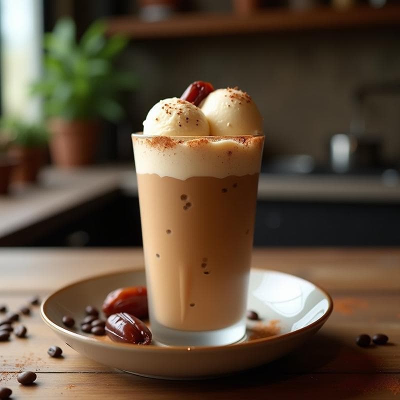 Milkshake de Café y Dátiles con Helado de Vainilla Vegano: Bebida Energética Sin Lactosa