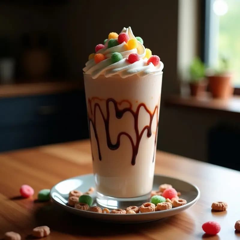 Milkshake de Cereal con Leche Merengada y Toppings de Gominolas: Bebe tu Infancia en un Vaso