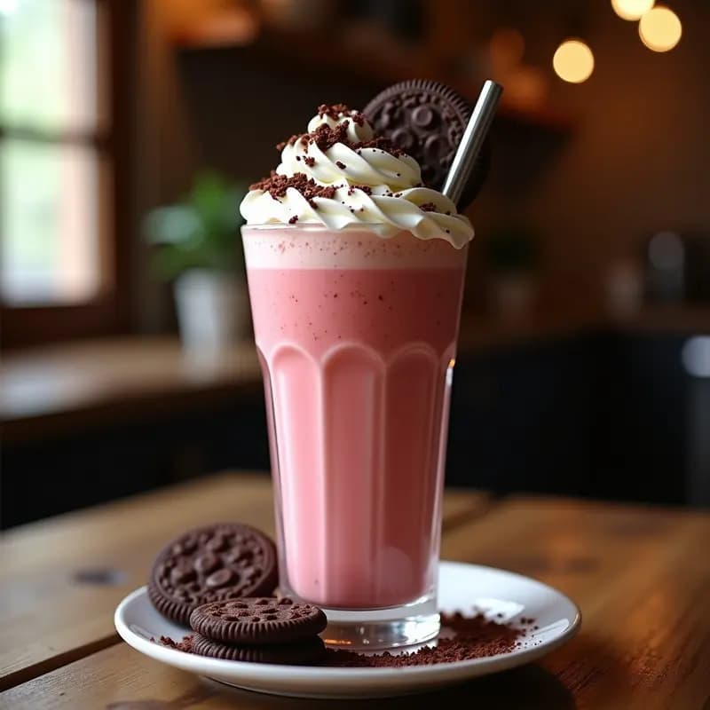 Milkshake de Cheesecake Red Velvet con Galleta de Chocolate: Batido de Ensueño