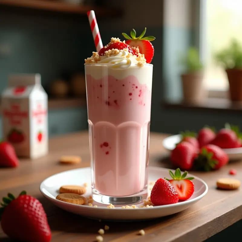 Milkshake de Cheesecake con Trozos de Fresas y Galletas Trituradas: el Batido más Cremoso