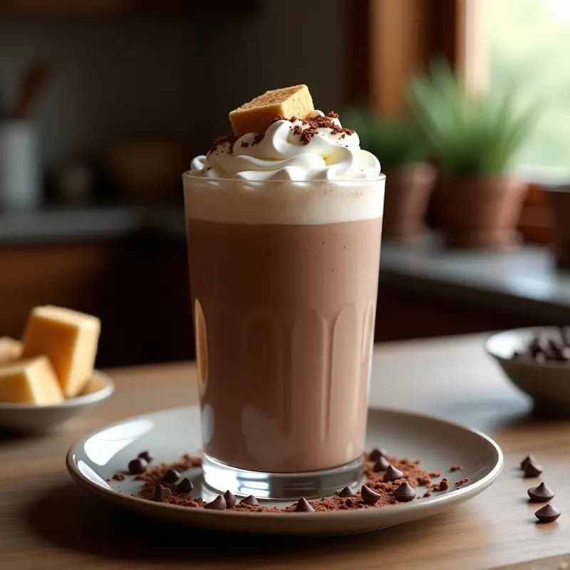 Milkshake de Chocolate con Helado, Leche Condensada y Topping de Marshmallows Tostados