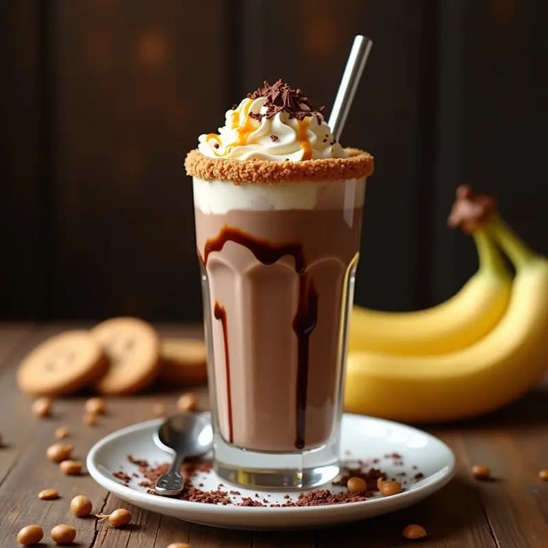 Milkshake de Chocolate, Plátano y Mantequilla de Cacahuete: Postre Líquido para Golfos