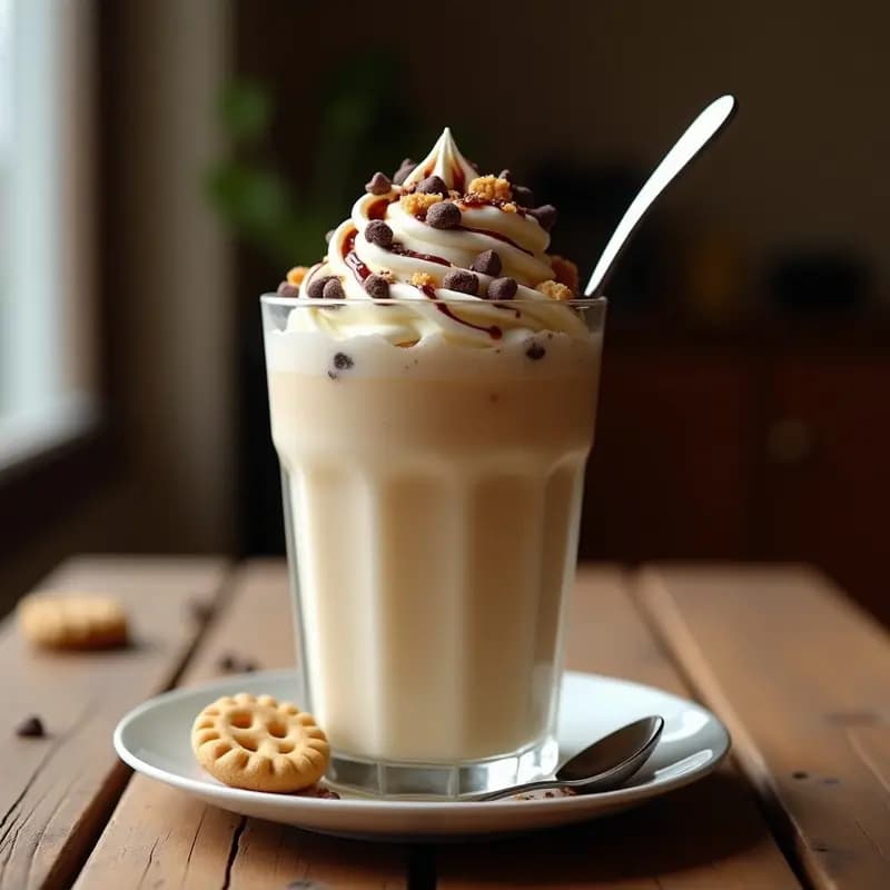 Milkshake de Cookie Dough con Pedazos de Galleta y Nata Montada: Bebida de Postre Perfecta