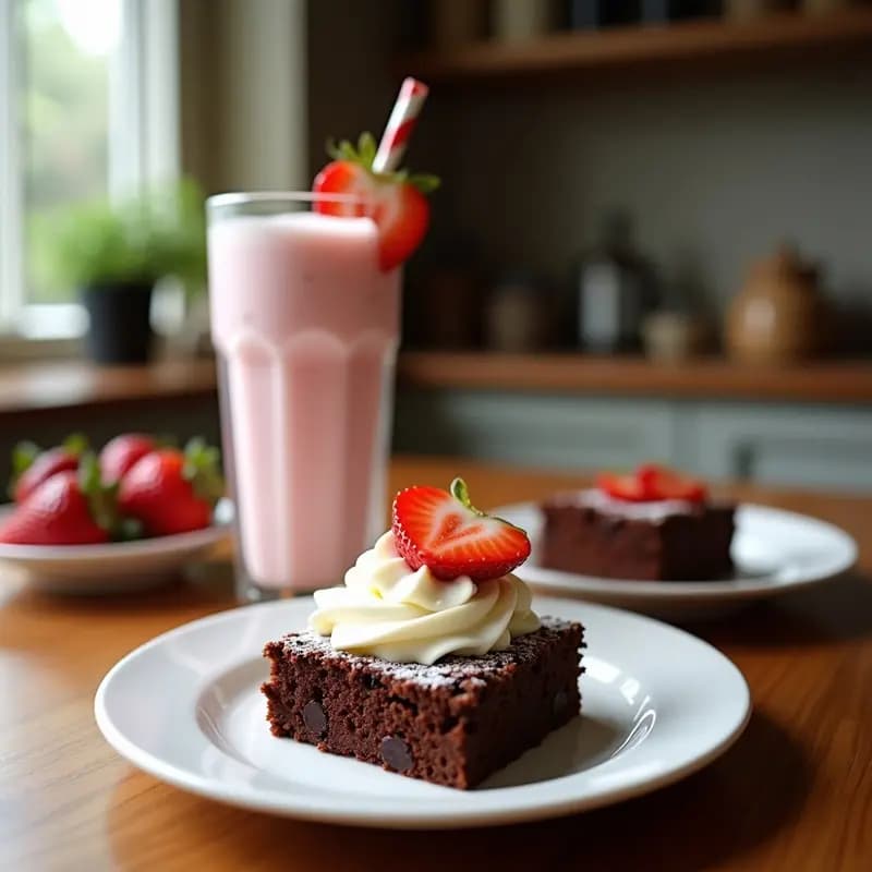 Milkshake de Fresa, Brownie y Helado de Vainilla: Batido Ultracalórico para Golosos