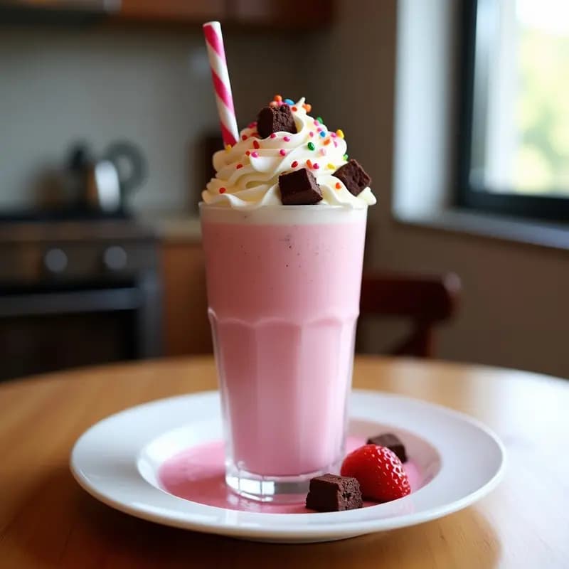 Milkshake de Fresa con Brownie, Nata y Sprinkles: El Batido que Parece un Cuadro de Instagram
