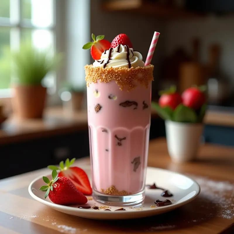 Milkshake de Fresa, Cheesecake y Trozos de Brownie: Batido Ultra-Dulce para Golosos