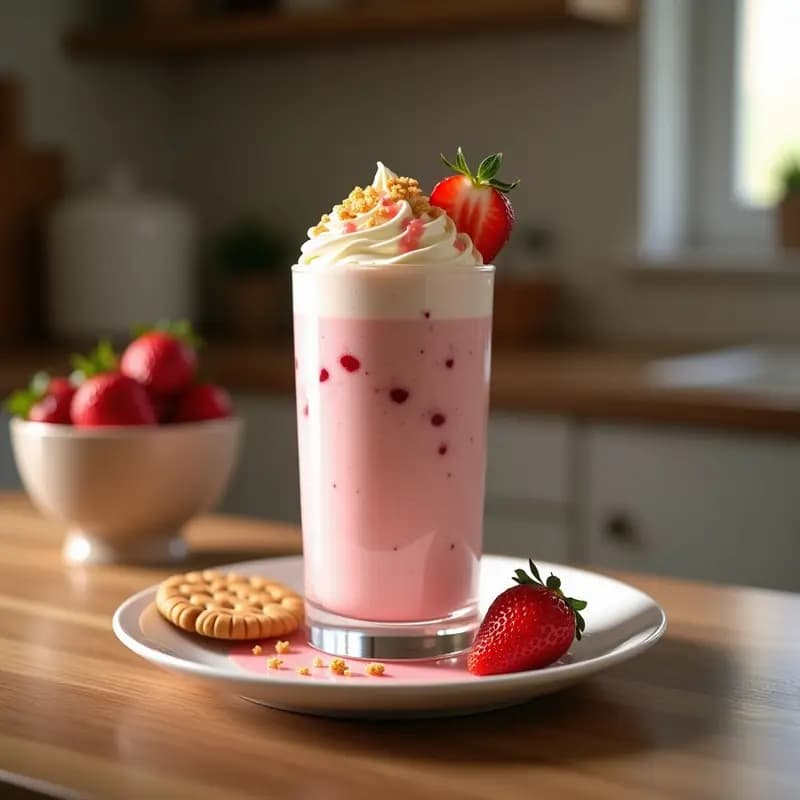 Milkshake de Fresa con Pedazos de Cheesecake y Crema Batida: Batido para Endulzar el Día