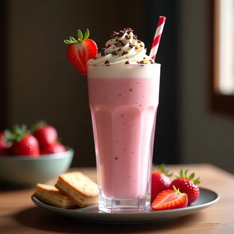Milkshake de Fresa con Trozos de Cheesecake y Galletas Trituradas: Bebida de Ensueño