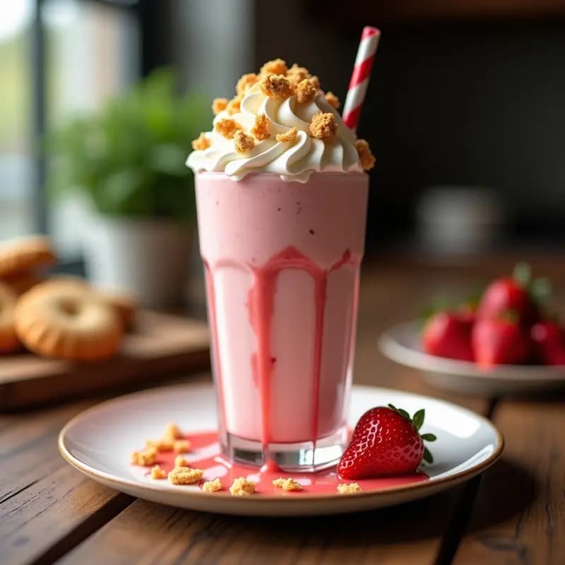 Milkshake de Fresa con Trozos de Cheesecake y Topping de Merengue Tostado: El Batido que Parece un Pastel