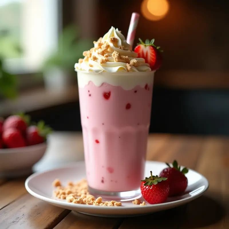 Milkshake de Fresa con Donuts Glaseados y Virutas de Chocolate Blanco: Bebida que es un Postre Entero