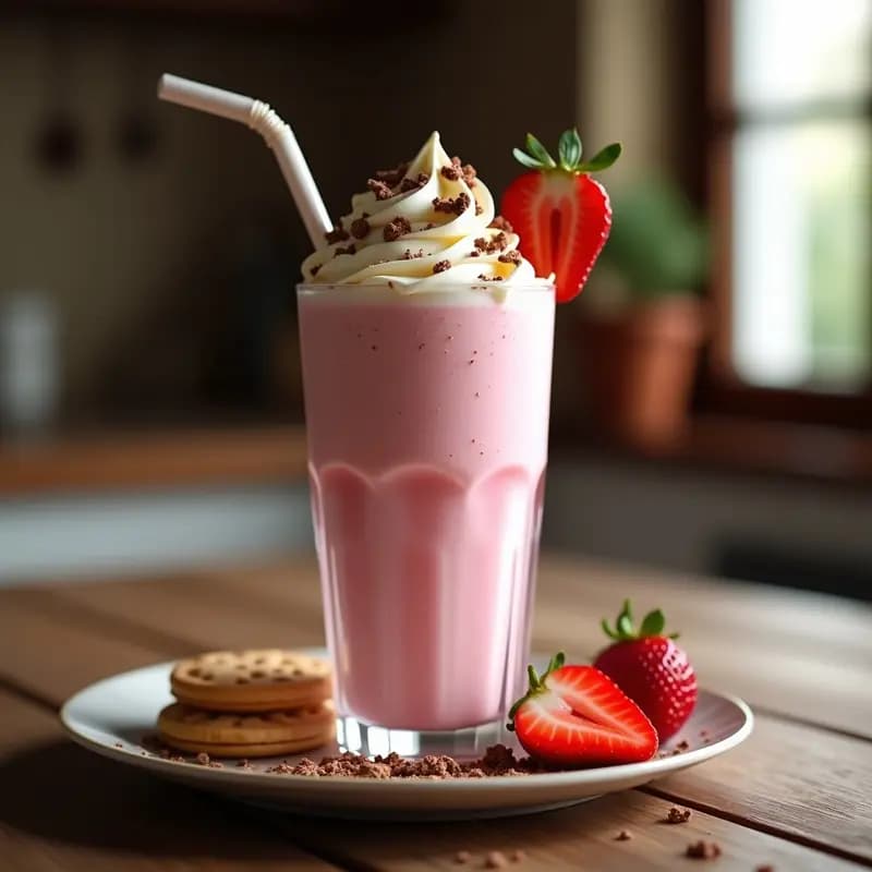 Milkshake de Fresa con Galletas y Nata: Bebida Ultraindulce para Niños y Adultos