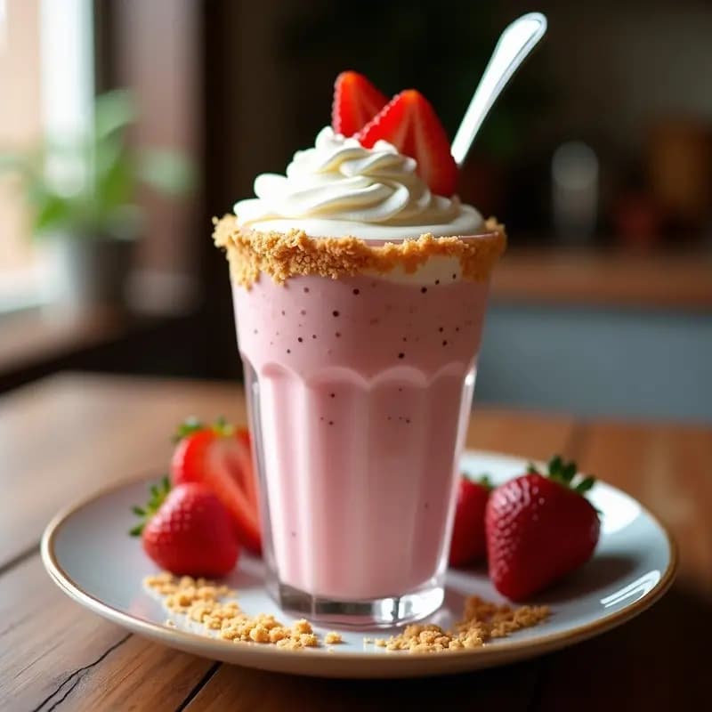 Milkshake de Fresa con Galletas Trituradas y Nata Montada: Bebida Ultraindulgente