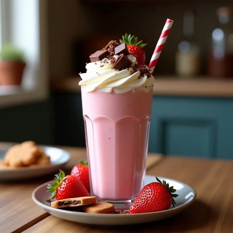 Milkshake de Fresas con Toppings de Brownie y Nata: El Batido Más Fotogénico de Instagram