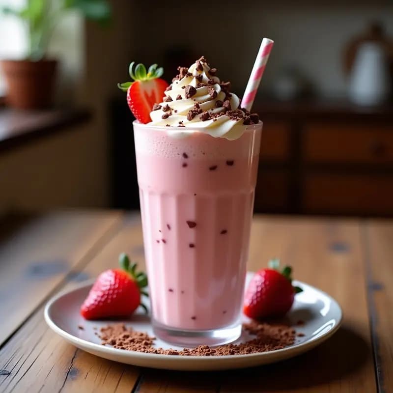 Milkshake de Fresas con Brownies y Nata Montada: Bebida Ultradulce para Días Calurosos