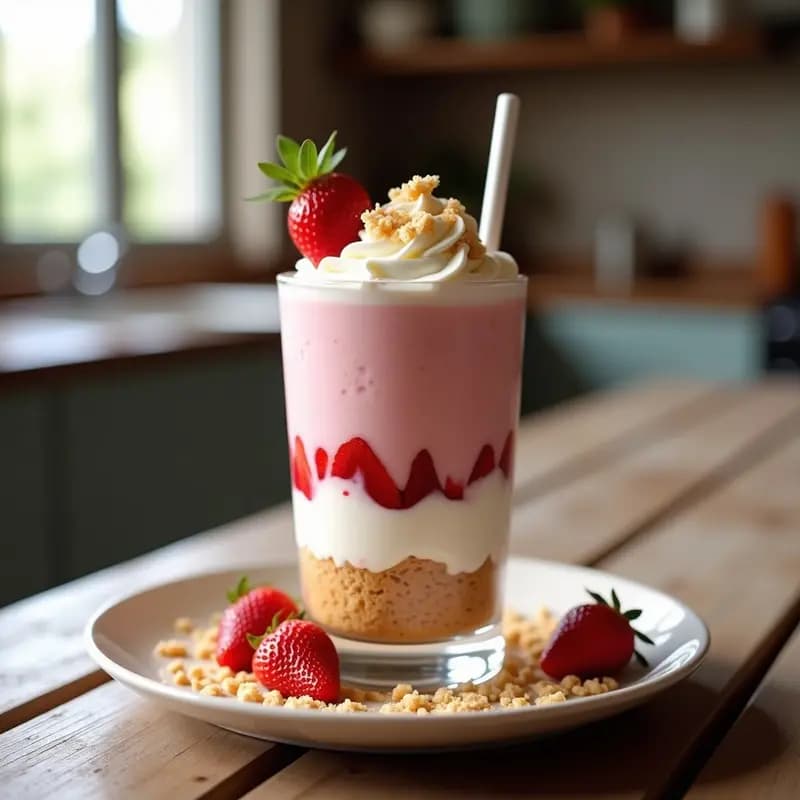 Milkshake de Fresas con Cheesecake: Receta con Galletas Digestive y Nata Montada
