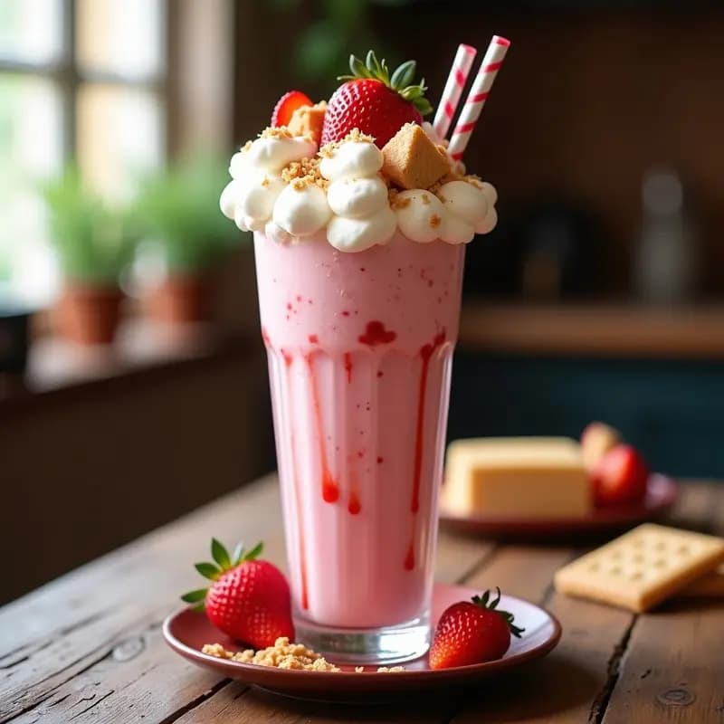 Milkshake de Fresas, Cheesecake y Topping de Nubes de Algodón: El Batido Más Fotogénico