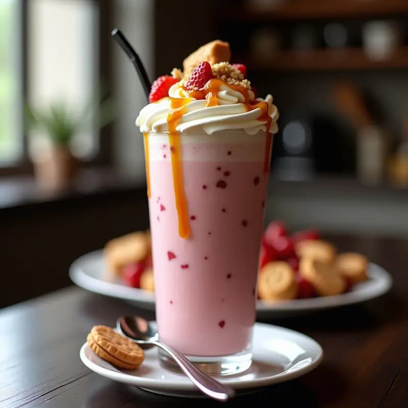 Milkshake de Fresas, Cheesecake y Sirope de Caramelo: 1500 Calorías de Felicidad