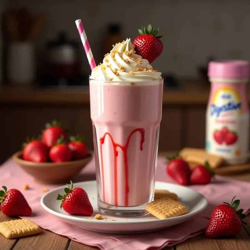 Milkshake de Fresas con Galletas Trituradas y Nata Montada: Batido Espeso y Dulce en 5 Minutos