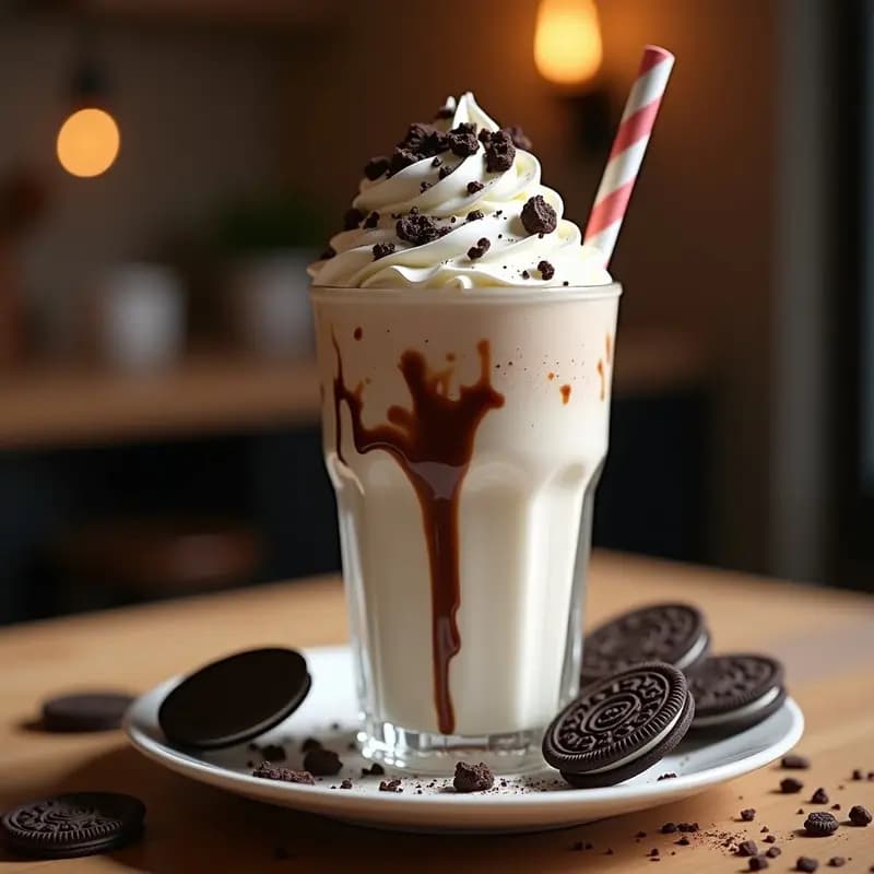 Milkshake de Galletas Oreo, Helado de Vainilla y Nata Montada: Bebida Ultracremosa