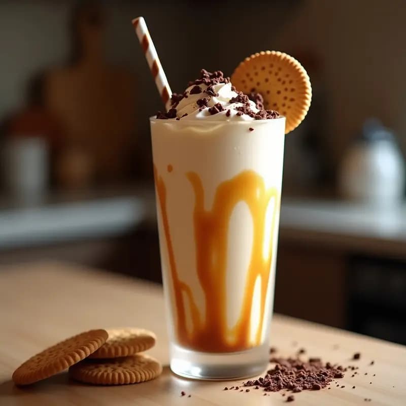 Milkshake de Helado de Vainilla, Leche Entera, Galletas y Caramelo Líquido: Bebida que Desafía la Gravedad