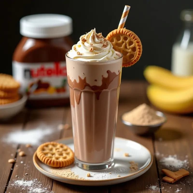 Milkshake de Nutella, Plátano y Galletas Maria: Batido Espeso que es un Sueño Hecho Realidad