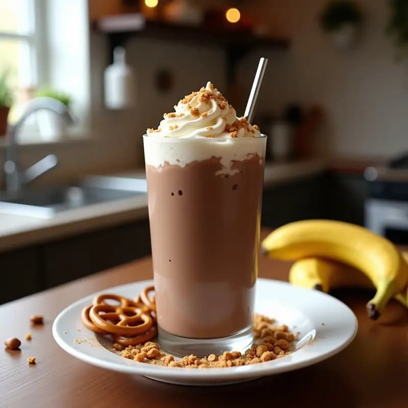 Milkshake de Nutella, Plátano y Pretzels Triturados: Combinación Dulce y Salada Irresistible
