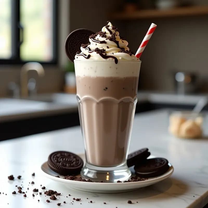 Milkshake de Galletas Oreo con Helado de Vainilla Troceado y Whipped Cream: Batido de Ensueño