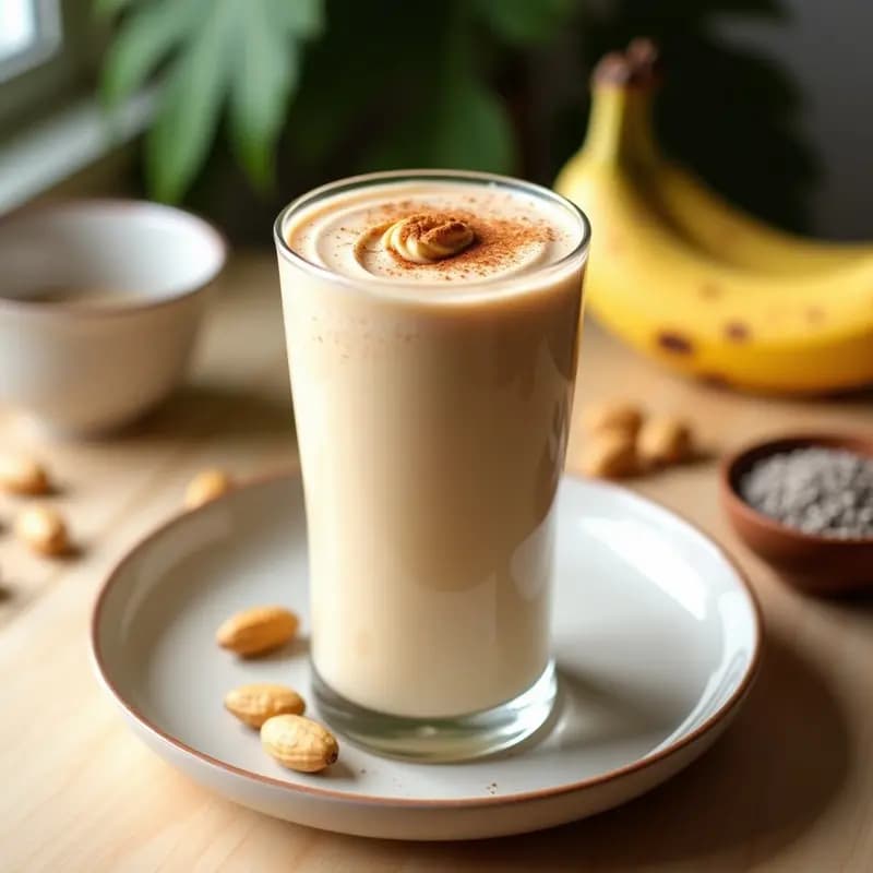 Milkshake de Plátano y Cacahuete con Leche de Soya: Bebida Proteica Vegana