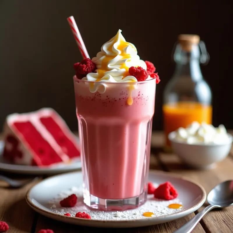 Milkshake de Red Velvet con Trozos de Bizcocho, Queso Crema y Sirope de Vainilla: Un Postre en Forma de Bebida