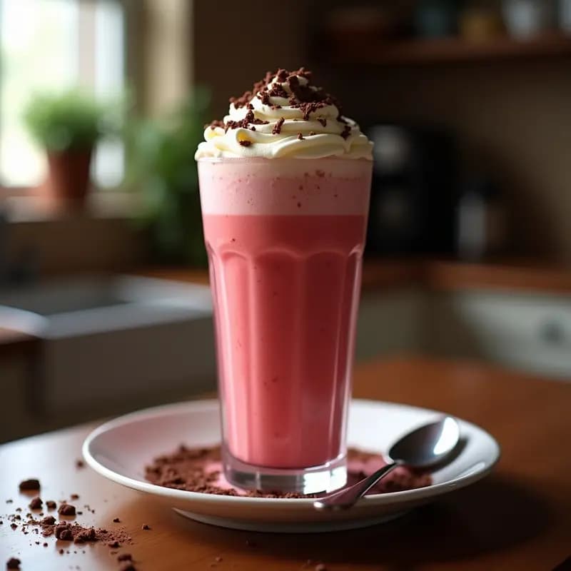 Milkshake de Red Velvet con Helado de Queso Crema y Virutas de Chocolate: Un Sueño en Vaso
