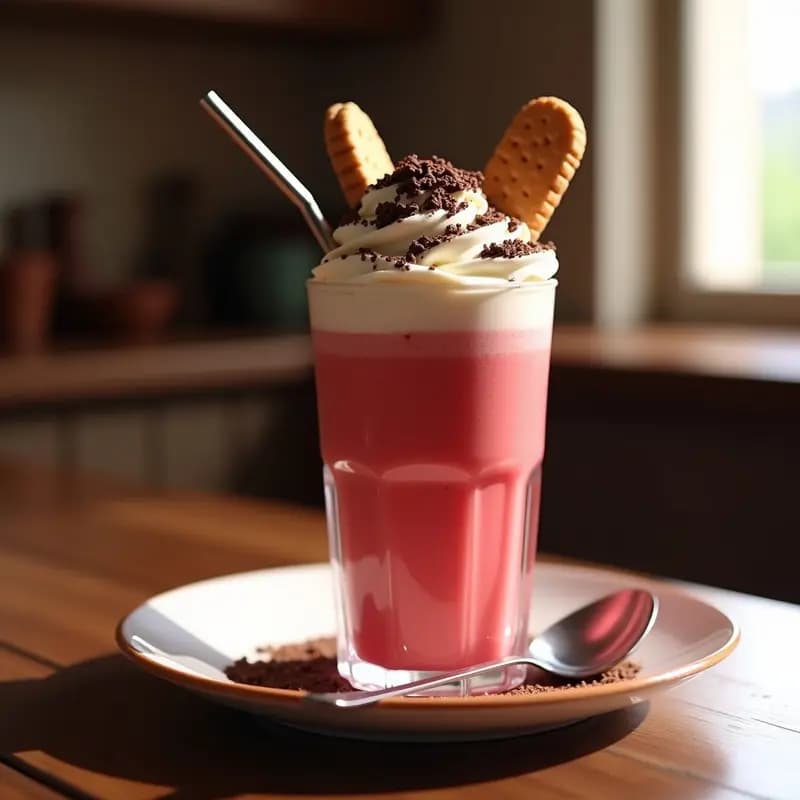 Milkshake de Red Velvet con Helado de Queso Crema y Topping de Galletas: Batido de Ensueño