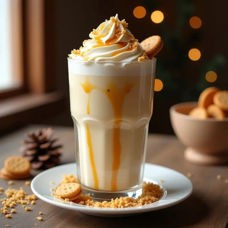Milkshake de Turrón, Galletas María y Nata Montada con Sirop de Caramelo: Batido Navideño Ultraindulgente