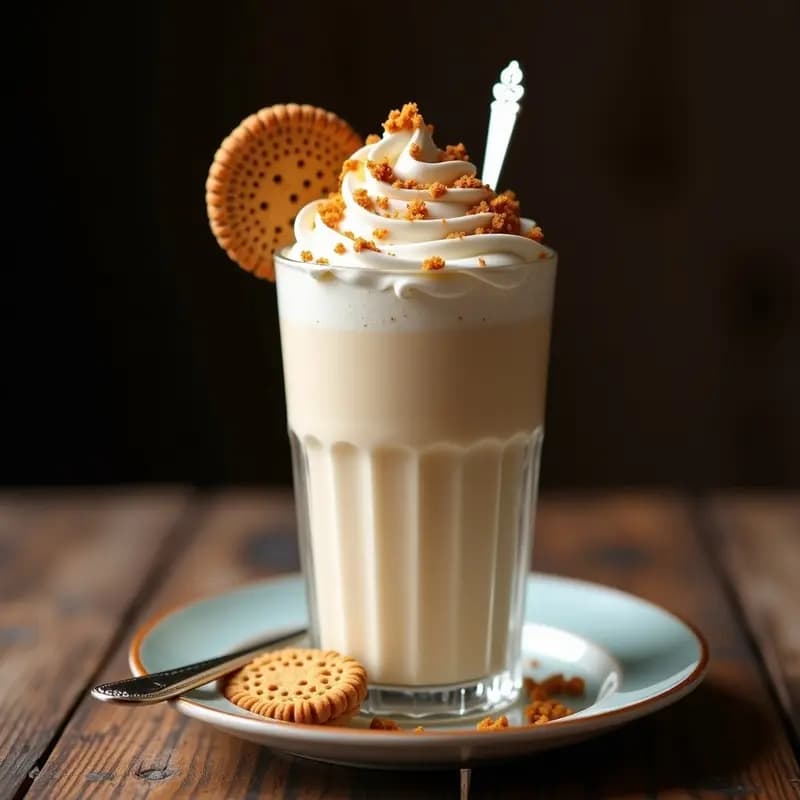 Milkshake de Turrón y Helado de Vainilla con Toppings de Galleta María: Batido Navideño