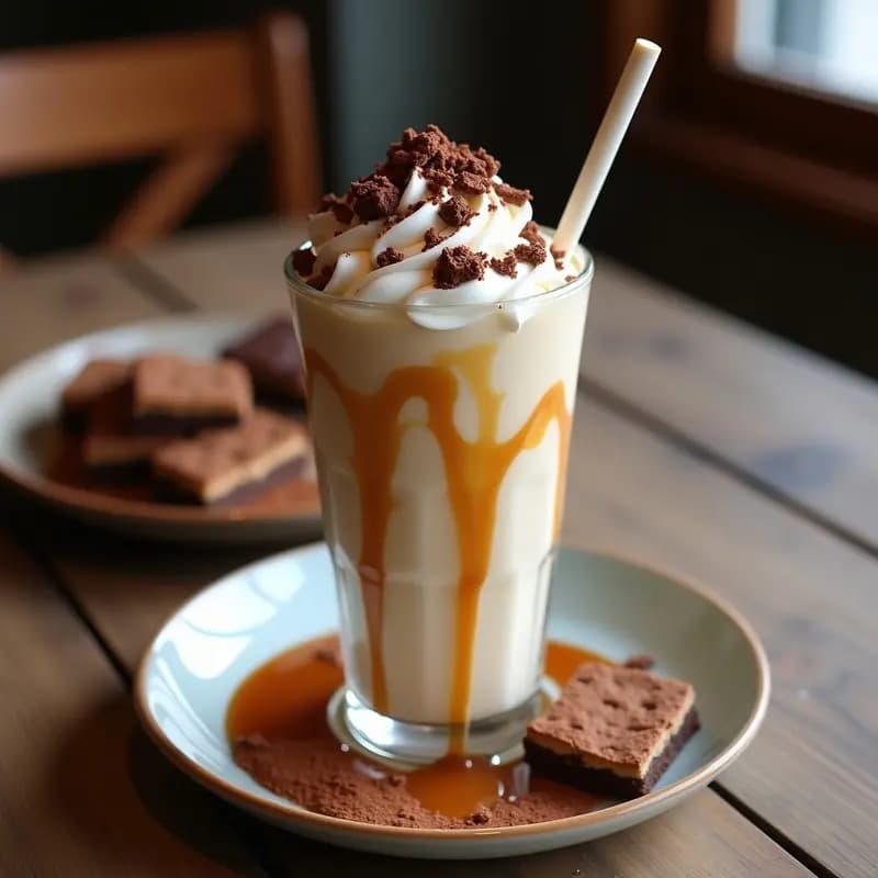 Milkshake de Vainilla con Brownies, Caramelo y Nata Montada: Postre Ultradulce para Golosos