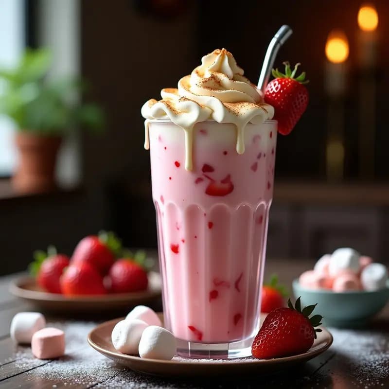 Milkshake de Vainilla, Fresas y Malvaviscos: Batido de Ensueño para Niños y Adultos