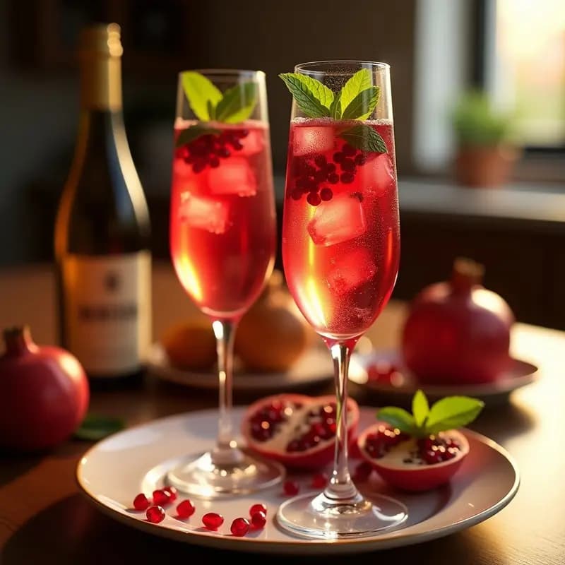 Mimosa de Cava y Zumo de Granada: Cóctel Español Festivo y Refrescante