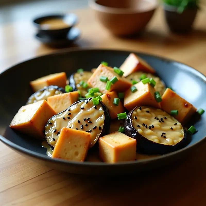 Miso Glazed de Berenjena y Tofu: Receta Japonesa Keto en Airfryer