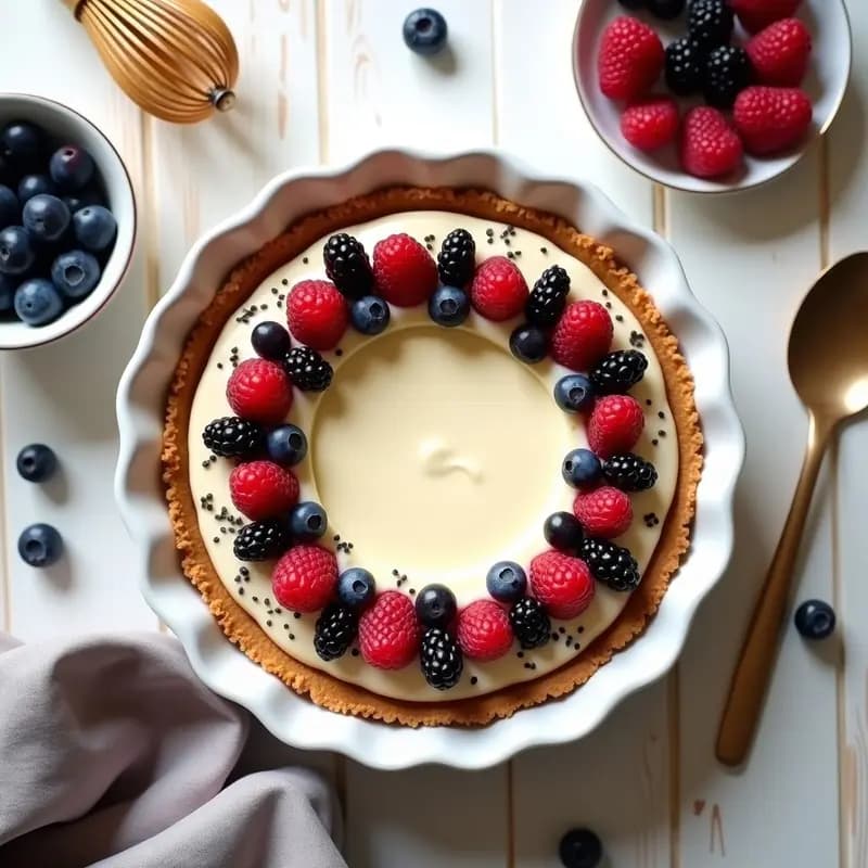 Miso Glazed Berry Cheesecake: Postre Japonés Sin Horno y Sin Lácteos