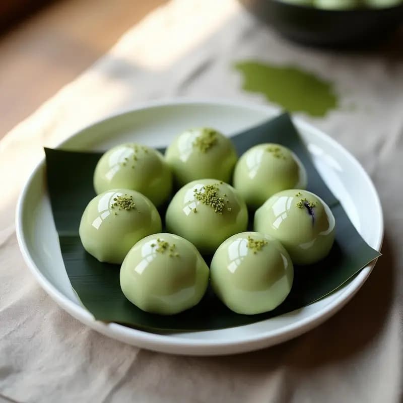 Mochi de Arándanos y Matcha: Postre Japonés Sin Harina y con Toque Ácido