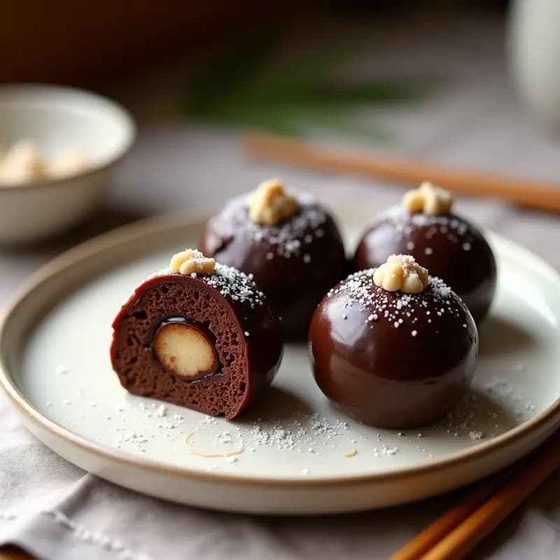 Mochi de Chocolate y Avellana: Postre Japonés Keto con Endulzante de Eritritol