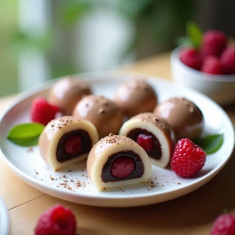 Mochi de Chocolate y Frambuesas: Postre Japonés Vegano y Sin Horno con 3 Ingredientes
