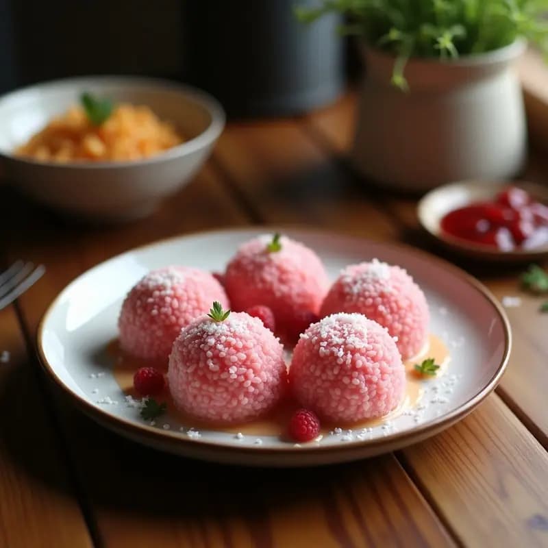 Mochi de Frambuesa y Coco: Postre Japonés Low Carb