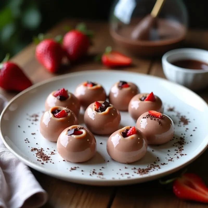 Mochi Japonés de Fresa y Chocolate Negro: Postre Sin Gluten y Alta en Fibra